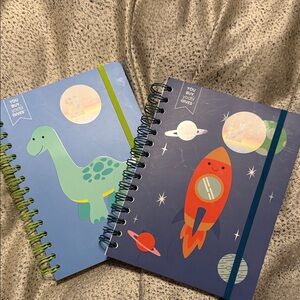 Yobi Blue Dinosaur and Rocket Notebooks Set of 2
